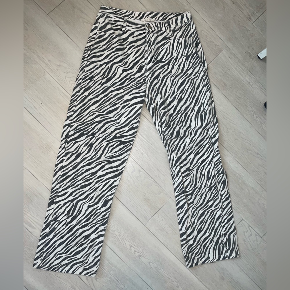Black and White Zebra Straight Leg Jean
